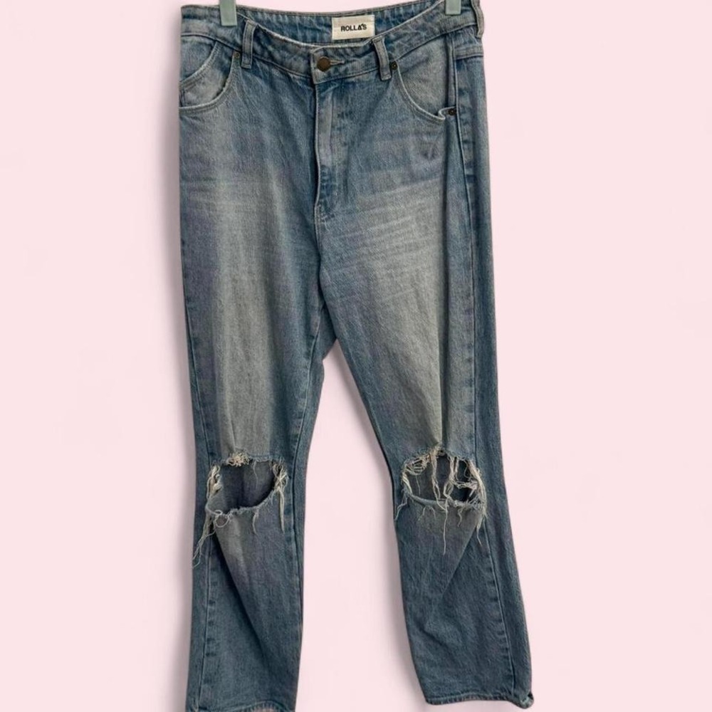Rolla's high‎ rise straight leg jeans in light wash size 28
